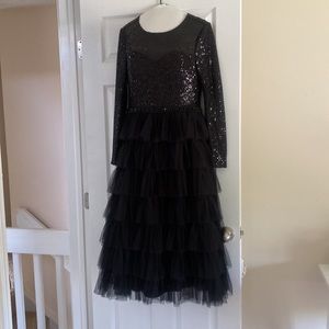 Black Mac dougal tiered a line toile cocktail dress